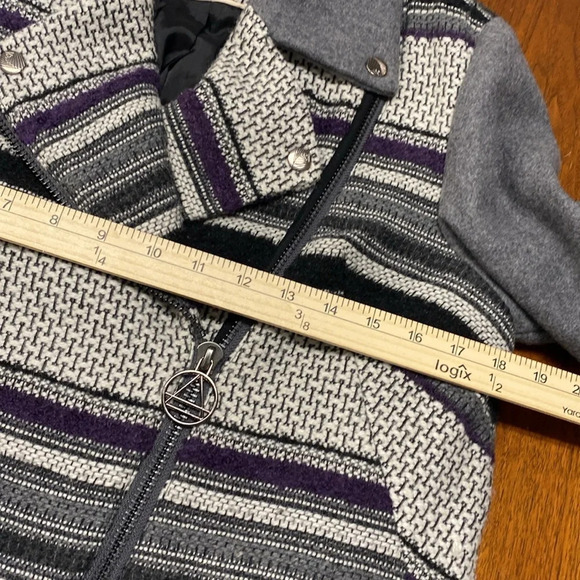 Eleven‎ Paris Women's Moto Wool Jacket Teofil Small Black Gray Purple - Picture 6 of 9